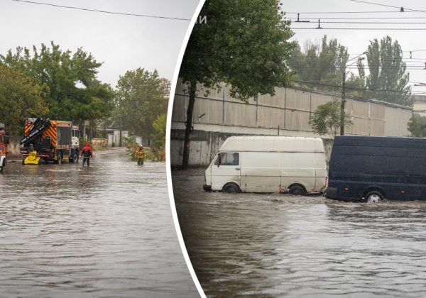Повінь в Одесі: дороги затоплені "озерами", громадський транспорт стоїть