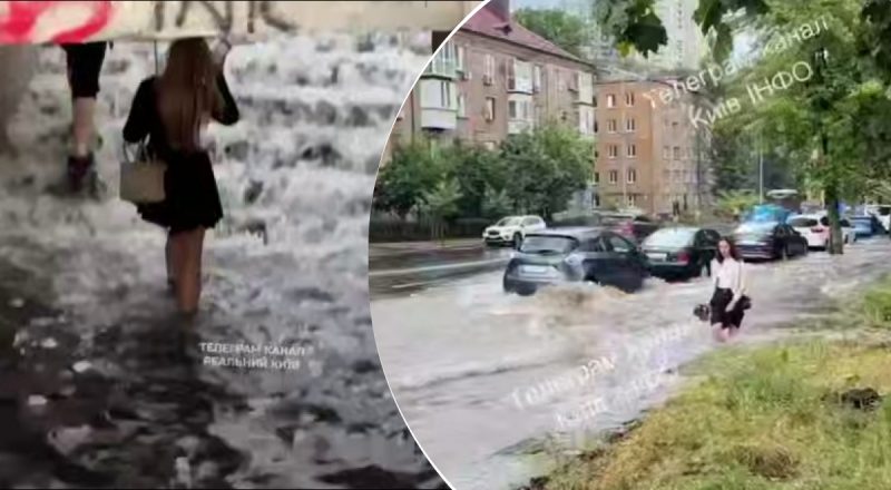 Води по коліно, все заливає стрімкими потоками: Київ накрив сильний шторм