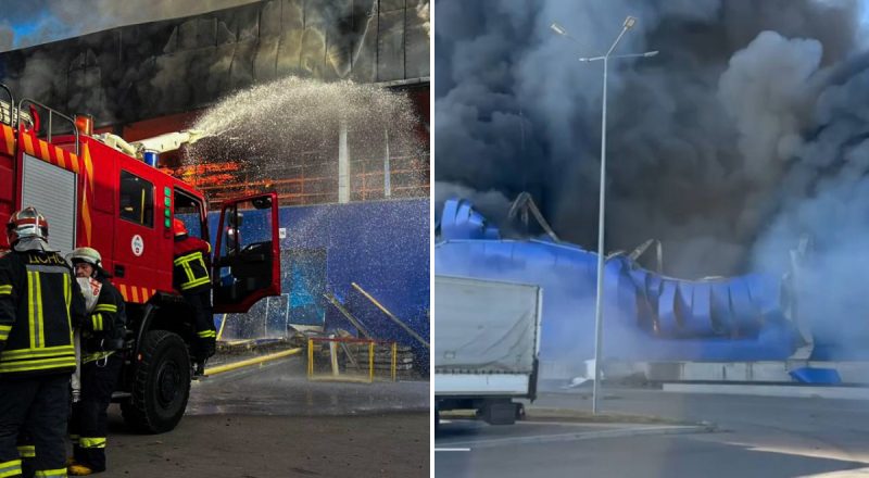 Збитки колосальні: РФ вдарила дронами по Епіцентру, пожежу досі гасять