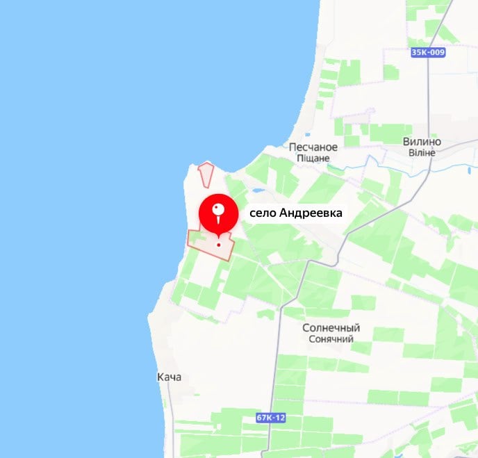 Село Андріївка на карті Село Андріївка на карті