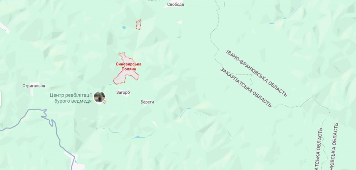 Синевирська поляна на карті Синевирська поляна на карті