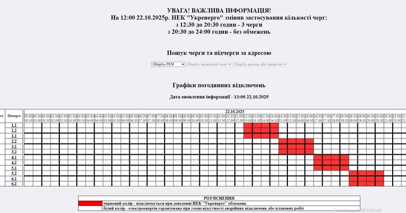 Графіки погодинних вікдлючень Житомир Графіки погодинних вікдлючень Житомир