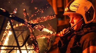 Атака дронів, рятувальник ДержНС, пожежа Атака дронів, рятувальник ДержНС, пожежа