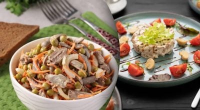Салат із курячими сердечками - рецепт Салат із курячими сердечками - рецепт