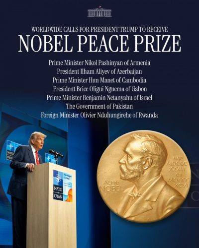 Білий дім офіційно висунув Трампа на Нобелівську премію миру Білий дім офіційно висунув Трампа на Нобелівську премію миру