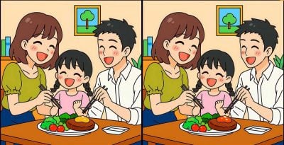 Тест на IQ: найдите 3 отличия на картинках семейного обеда за 19 секунд