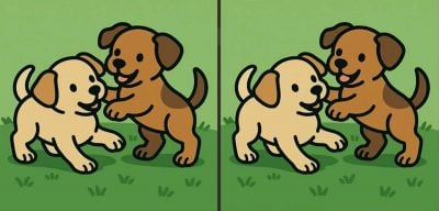 Тест на IQ: знайдіть 3 відмінності на картинках двох цуценят за 51 секунду