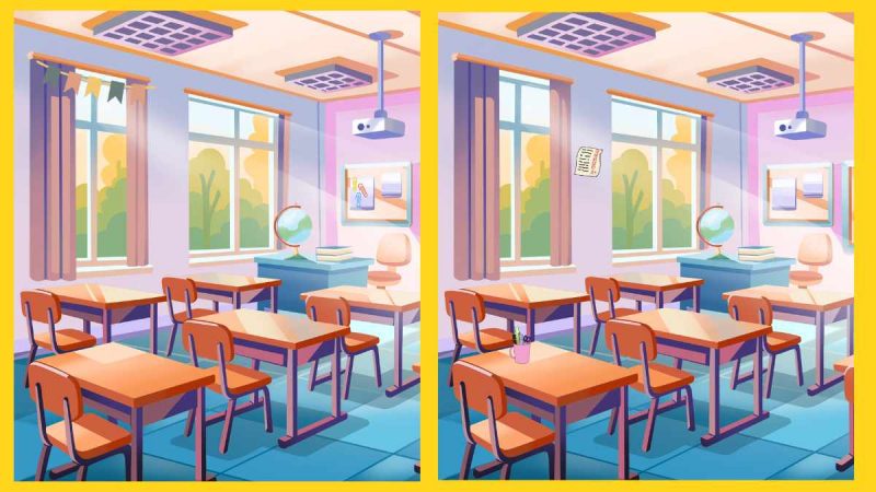 Необычный ребус: найдите 4 отличия на картинке школьного класса за 12 секунд