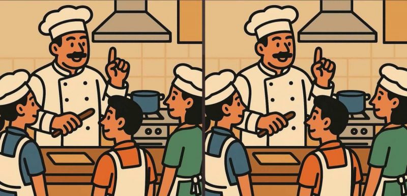 Тест на IQ: найдите 3 отличия на картинках шеф-повара на кухне за 19 секунд