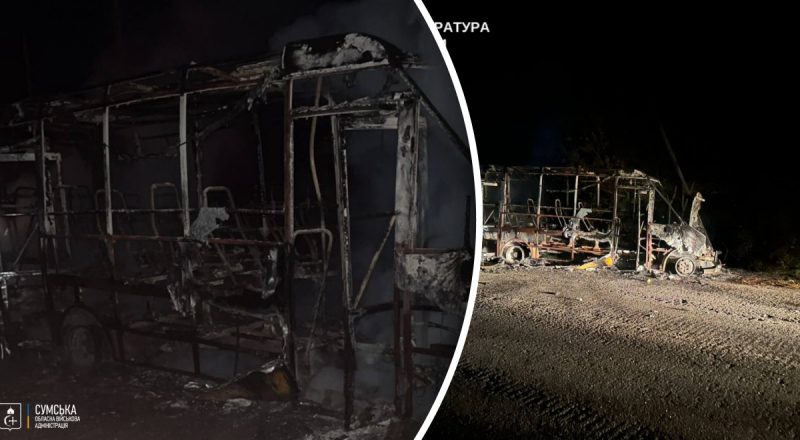 Сгорел до тла: россияне атаковали дроном пассажирский автобус с людьми