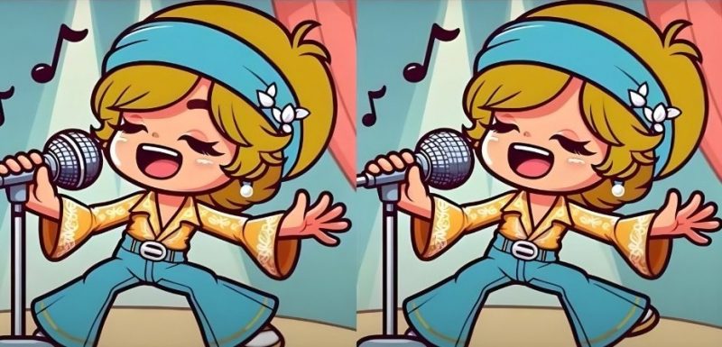 Супертест на IQ: найдите 5 отличий на картинках поющей девушки за 37 секунд