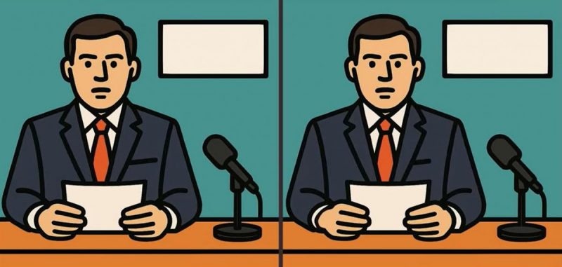 Тест на IQ: знайдіть 3 відмінності на картинках ведучого новин за 63 секунди