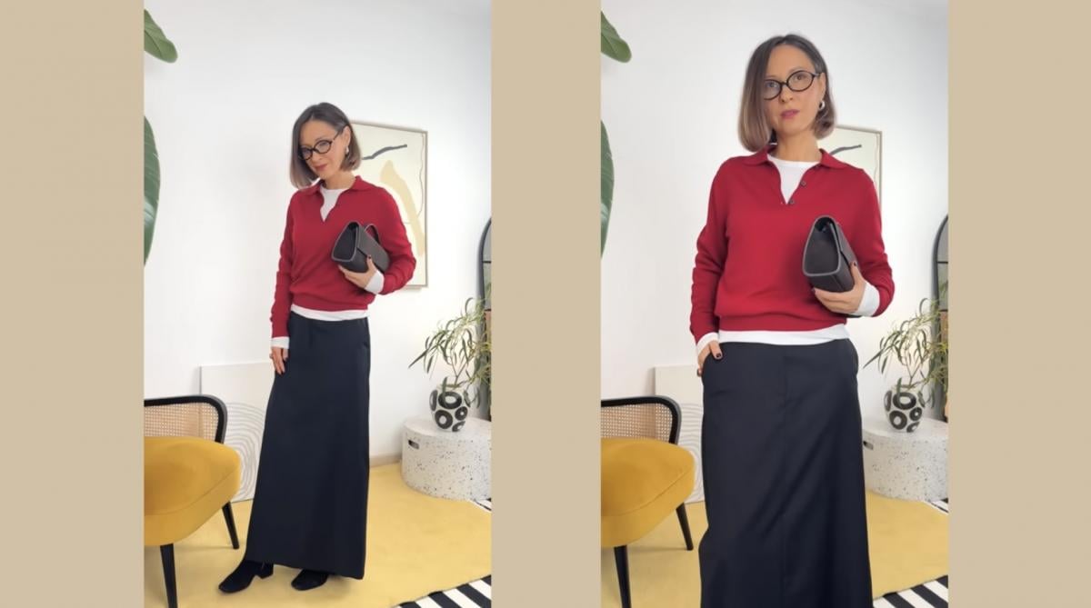 Спідниця-колона + вовняне поло Спідниця-колона + вовняне поло