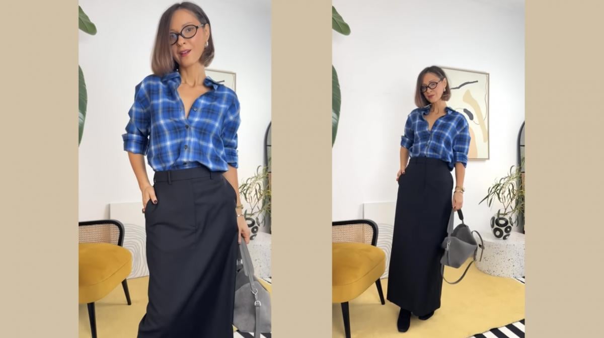 Спідниця-колона + фланелева сорочка Спідниця-колона + фланелева сорочка