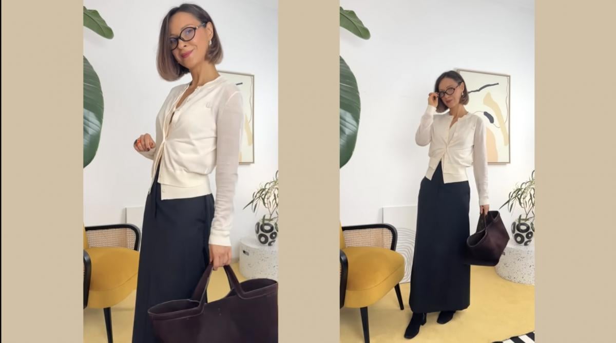 Спідниця-колона + подвійний кардиган Спідниця-колона + подвійний кардиган