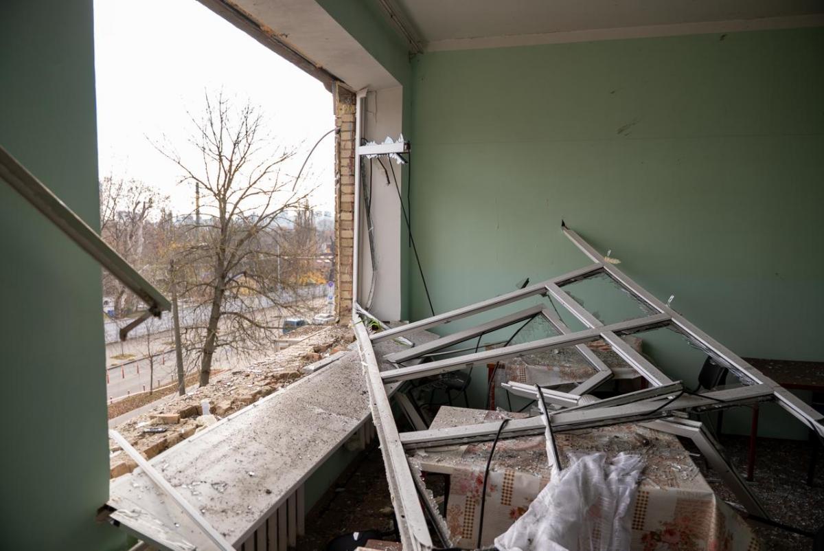 Пошкоджені медичні заклади внаслідок атаки на Київ