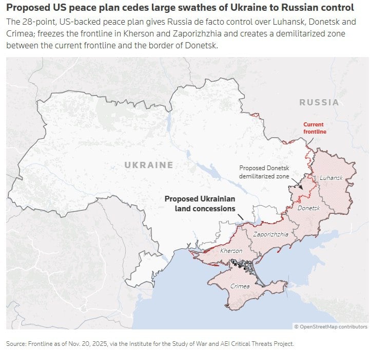 Які території має віддати Україна згідно з планом Трампа