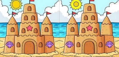 Тест на IQ: знайдіть 3 відмінності на зображеннях пісочного замку за 17 секунд