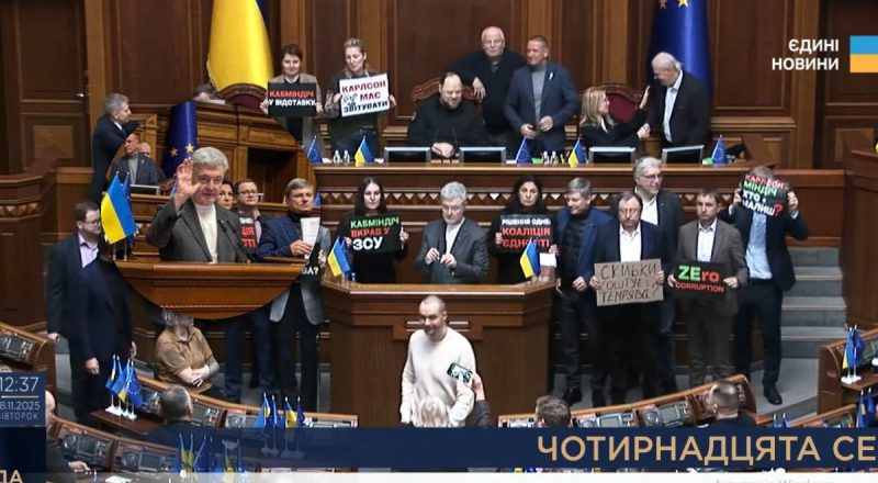 Депутати заблокували трибуну Ради: розгляд відставок Галущенка і Гринчук зірвано
