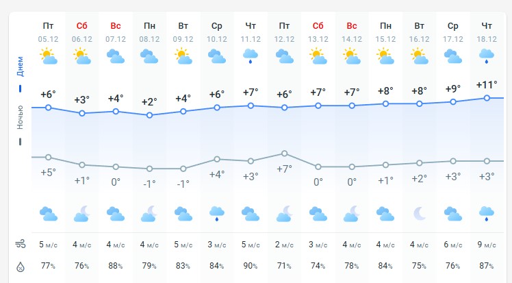 погода 5 декабря 
