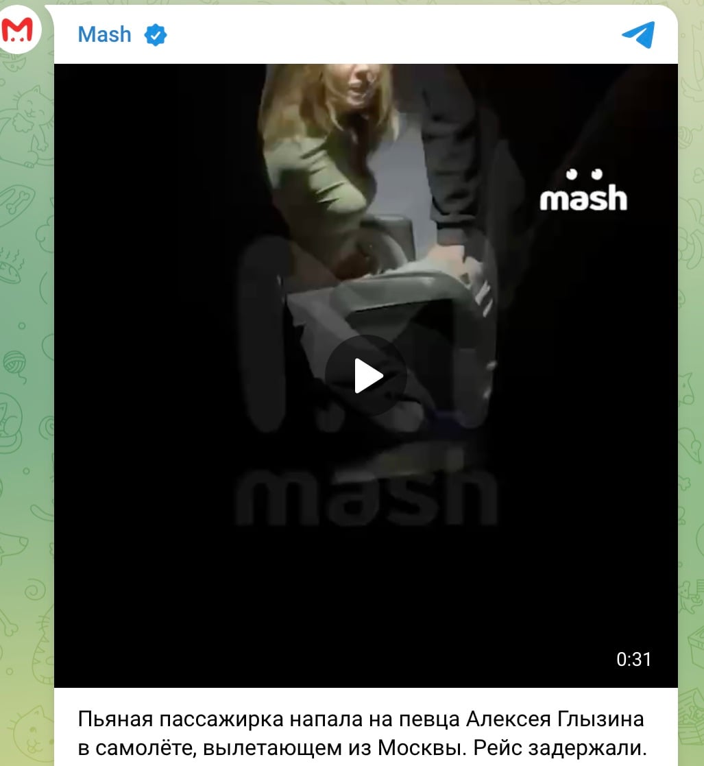 Глызина атаковали в самолете 