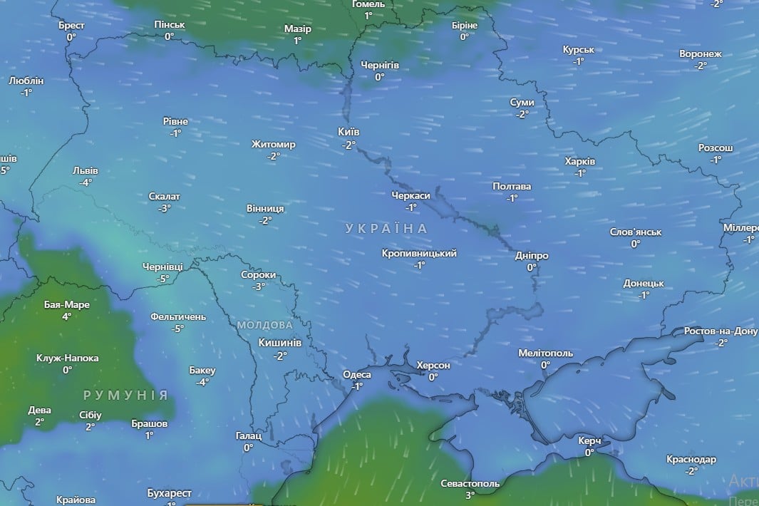 Прогноз погоди в Україні на 26 грудня / фото: Windy