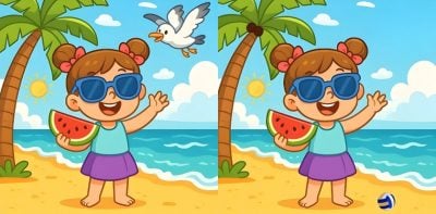 Тест на IQ: найдите 3 отличия на картинке девушки на пляже за 10 секунд