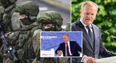 Путин, Туск, военные РФ Путин, Туск, военные РФ