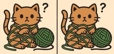 Тест на IQ: знайдіть 3 відмінності на картинці кота в клубку пряжі за 23 секунди