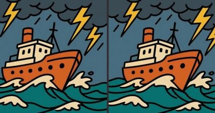 Тест на IQ: знайдіть 3 відмінності на картинці корабля під час шторму за 65 с