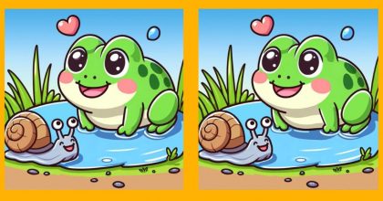 Тест на IQ: найдите 3 отличия на картинке лягушки и улитки за 17 секунд