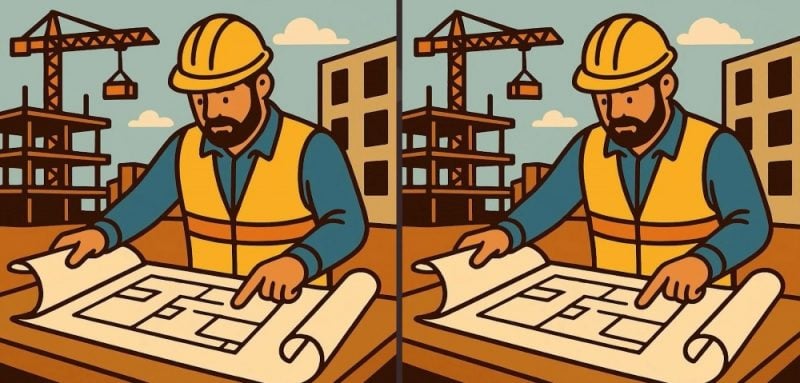 Тест на IQ: знайдіть 3 відмінності на картинці будівельника за 19 секунд