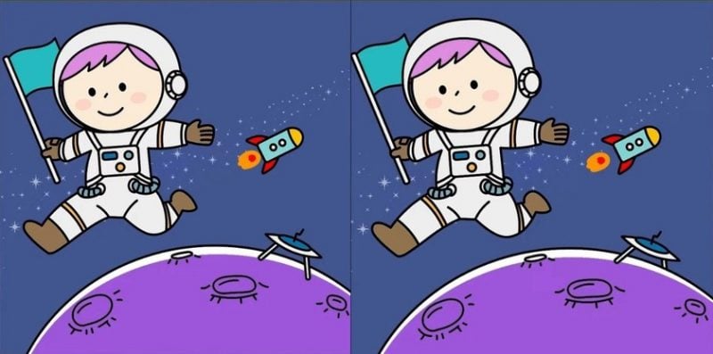 Тест на IQ: найдите 3 отличия на картинке космонавта за 15 секунд