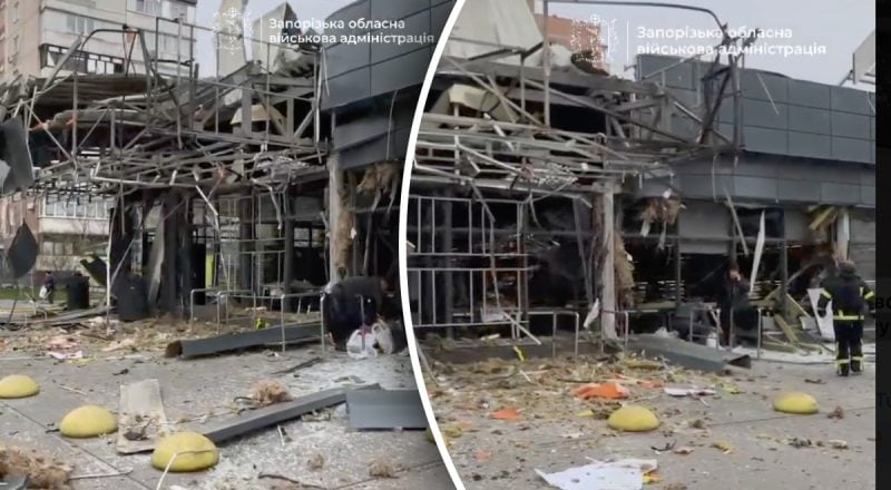 Разбит супермаркет и горят автомобили: РФ массированно атакует Запорожье