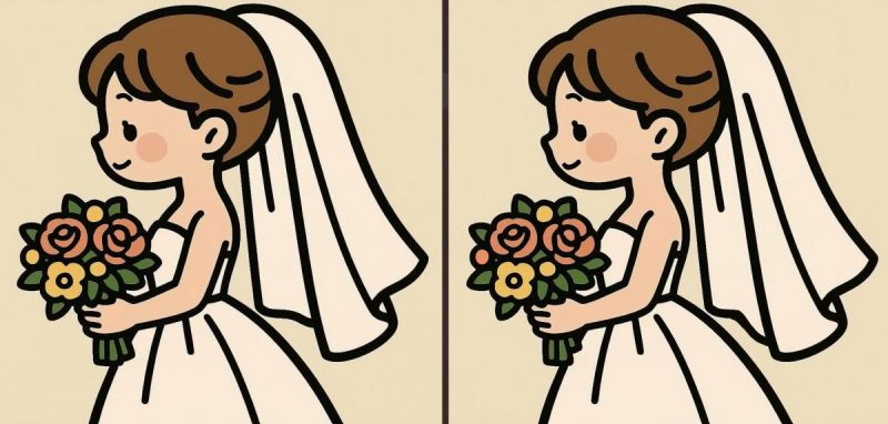 Тест на IQ: знайдіть 3 відмінності на картинці нареченої з квітами за 45 секунд