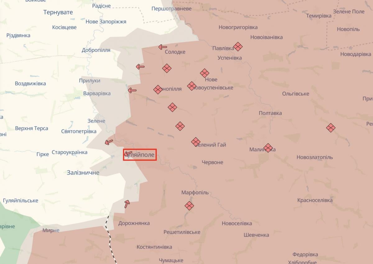 Гуляйполе на карте 