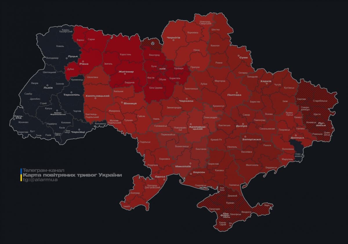 Карта тревог по состоянию на 06:51