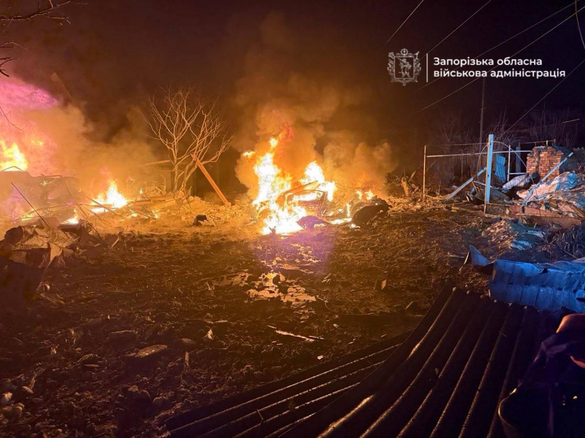 Наслідки удару дронів РФ по Запоріжжю 20 січня