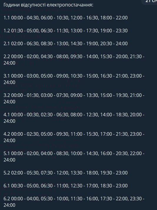 Відключення світла в Черкаській області 22 січня - коли не буде електроенергії