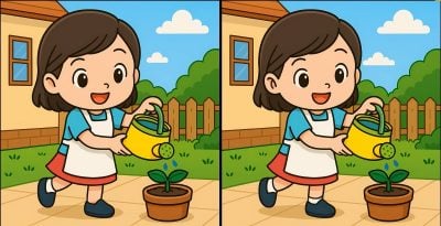 Тест на IQ: знайдіть 3 відмінності на зображенні дівчинки в саду за 59 секунд