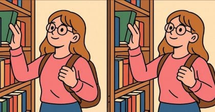 Тест на IQ: найдите 3 отличия на картинке девочки в библиотеке за 19 секунд