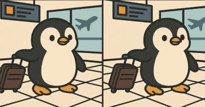 Тест на IQ: найдите 3 отличия на картинке пингвина в аэропорту за 61 секунду