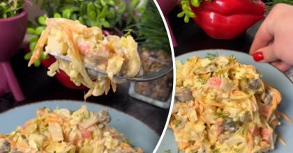 Наминатимуть за обидві щоки: рецепт салату з крабовими паличками по-новому