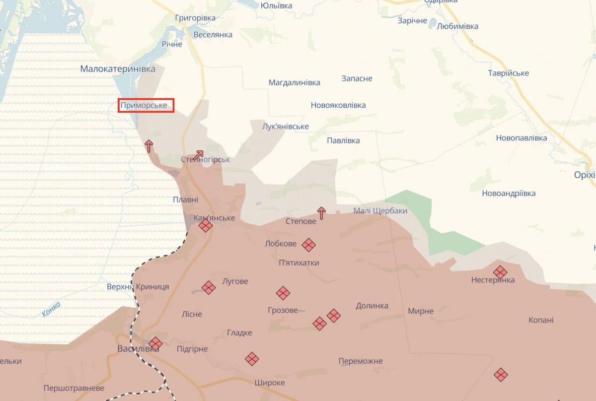 Приморське на карті 