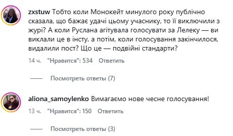 Коментарі українців про поведінку Руслани