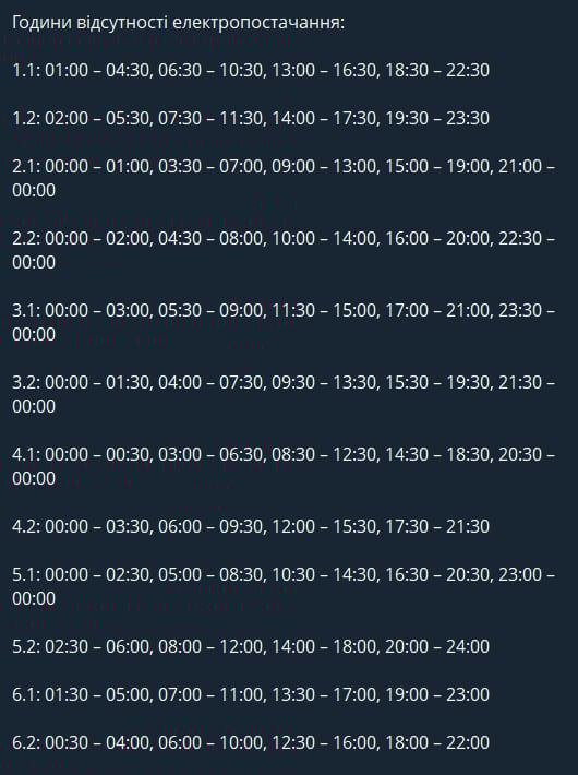 Ситуація зі світлом змінилась - нові графіки для Черкаської області на 11 лютого