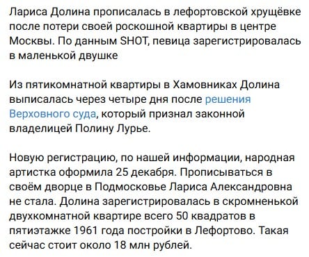 Де живе Лариса Доліна