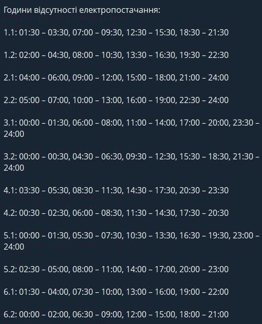 Нові графіки для Черкаської області - коли не буде світла 18 лютого