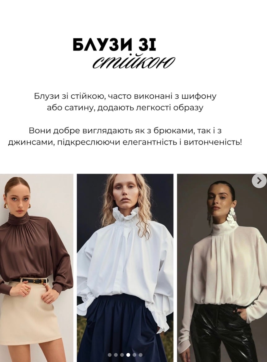 Блузы со стойкой 