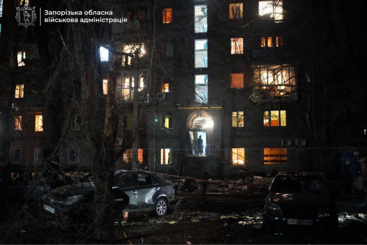 Наслідки удару по Запоріжжю 23 лютого